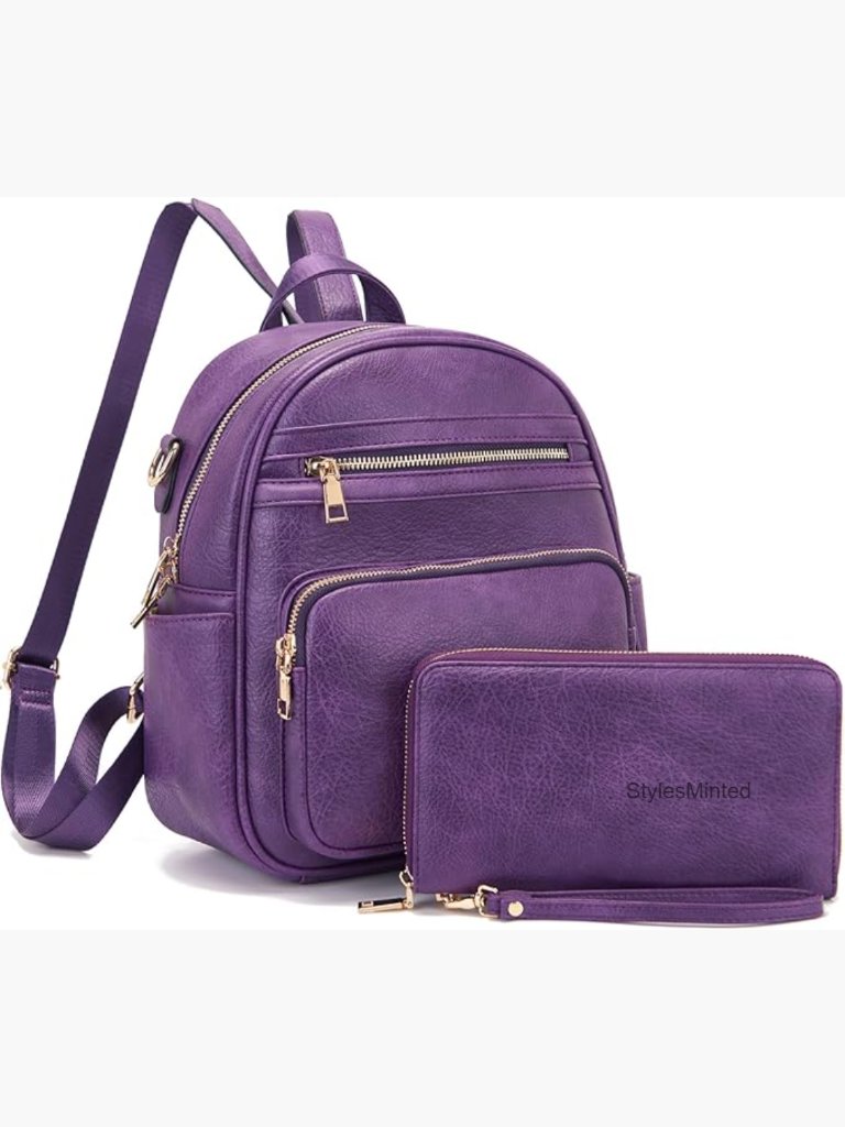 Small Faux Leather Backpack Purse With Wallet Convertible Shoulder Bag